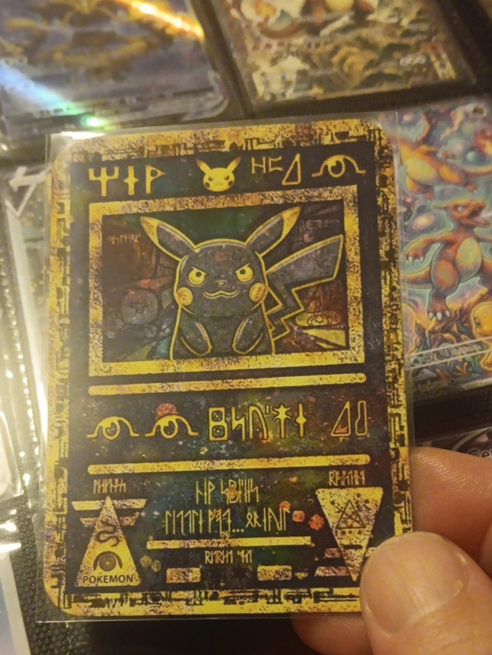 Pikachu Gold Foil Art Card - Yellow Decorative Home Art